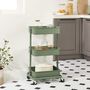 Three Tier Storage Trolley Rolling Utility Cart Shelves, thumbnail 2 of 12