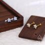 Tiny Opal Blue Cz Flower Stud Earrings, thumbnail 7 of 12
