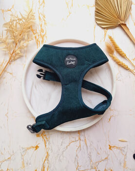 Forest Green Cord Dog Harness With Optional Set, 2 of 4