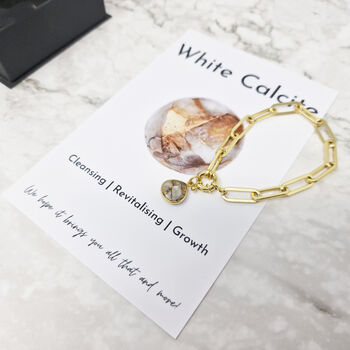 18ct Gold Plated Calcite April Birthstone Bracelet, 2 of 3
