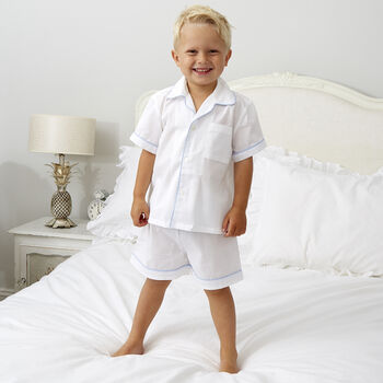 Personalised Kid's White And Blue Cotton Pyjama's, 2 of 5