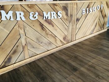 Personalised Wedding Gift Bunting Mr And Mrs Wooden, 2 of 3