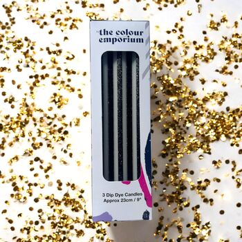 Black Glitter And White Pinstriped Candles, 2 of 4