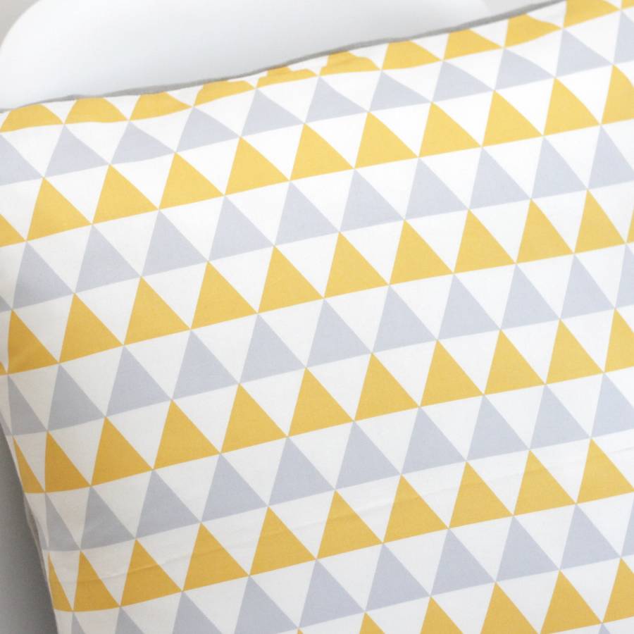 Geometric Yellow And Grey Cushion Cover By QuirkyBee