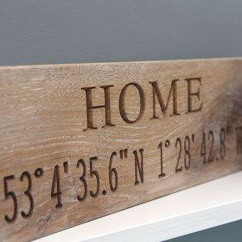 Contemporary Engraved Oak Co Ordinate Sign, 4 of 7