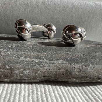 Double Knot Love Cufflinks In Solid Sterling Silver, 4 of 5
