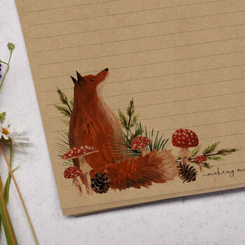 A4 Kraft Letter Writing Paper With Mushrooms And Fox, 2 of 4