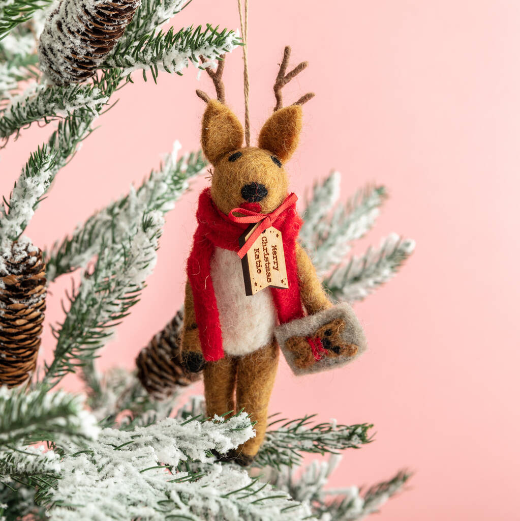 Personalised Felt Selfie Reindeer Christmas Decoration, 1 of 9