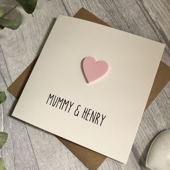 Personalised Mummy And Child Heart Birthday Card, 4 of 5