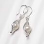 Sterling Silver Pearl Wire Dangly Earrings, thumbnail 3 of 5