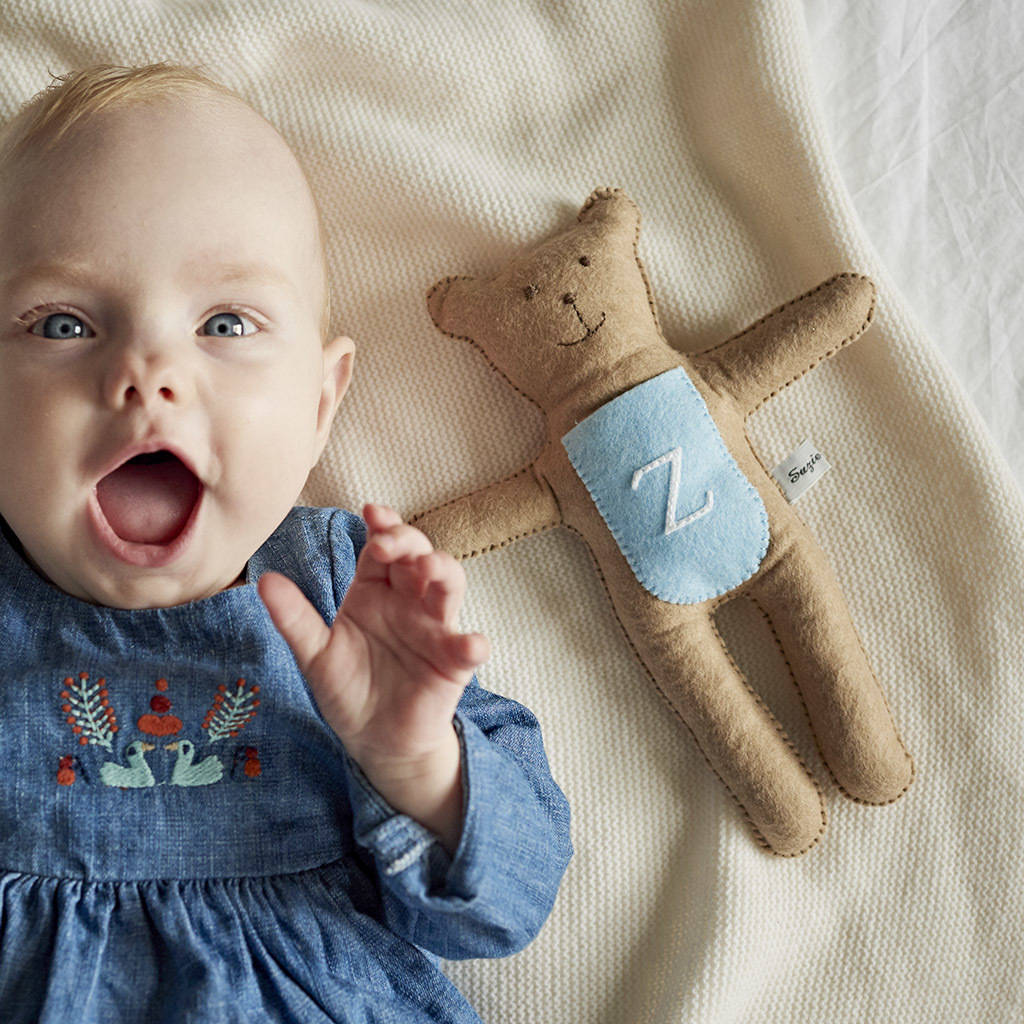 Image of Monogram Pocket Bear, Baby Blue/Blue/White