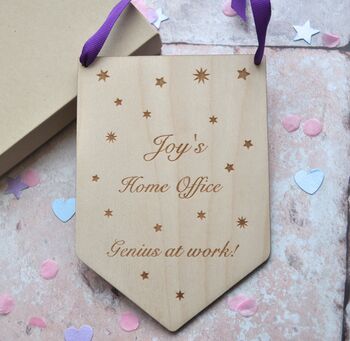 Personalised 'Home Office' Wooden Flag, 2 of 3