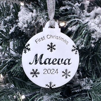 Baby's First Christmas Personalised Bauble, Baby Gift, 12 of 12