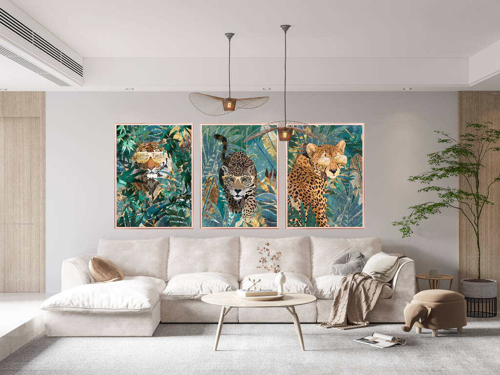 Cheetah In The Gold And Green Jungle Wall Art Print By Sarah Manovski Art