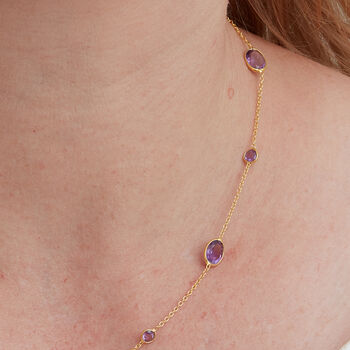 Amethyst Pebble Gold Plated Silver Chain Necklace, 4 of 11