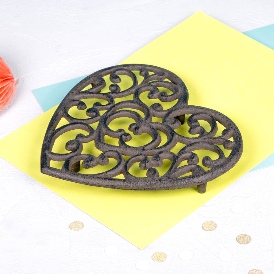 cast iron traditional heart trivet by dibor
