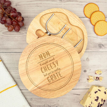 Engraved 'You're Really Grate' Fun Cheese Board Set For Dad, 3 of 6