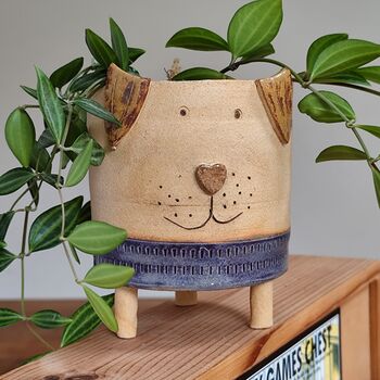 Dog Plant Pots With Legs Handmade Ceramic Tripot, 4 of 8