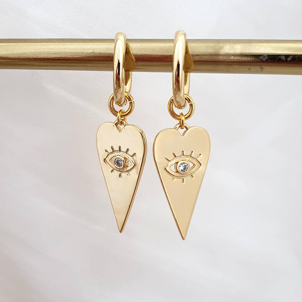 Gold Drop Hoop Earrings By Misskukie