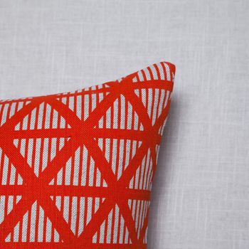 Screen Printed Geometric Triangle Stripe Cushion, 3 of 3