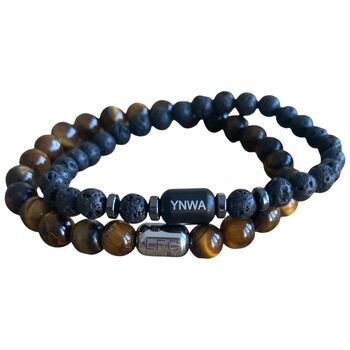 Men's Liverpool Fan Tiger's Eye And Lava Rock Beaded Bracelet Duo, 2 of 6