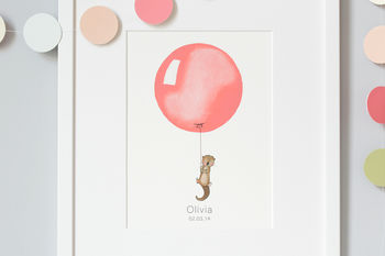 Personalised Children's Coral Balloon Otter Picture, 4 of 10