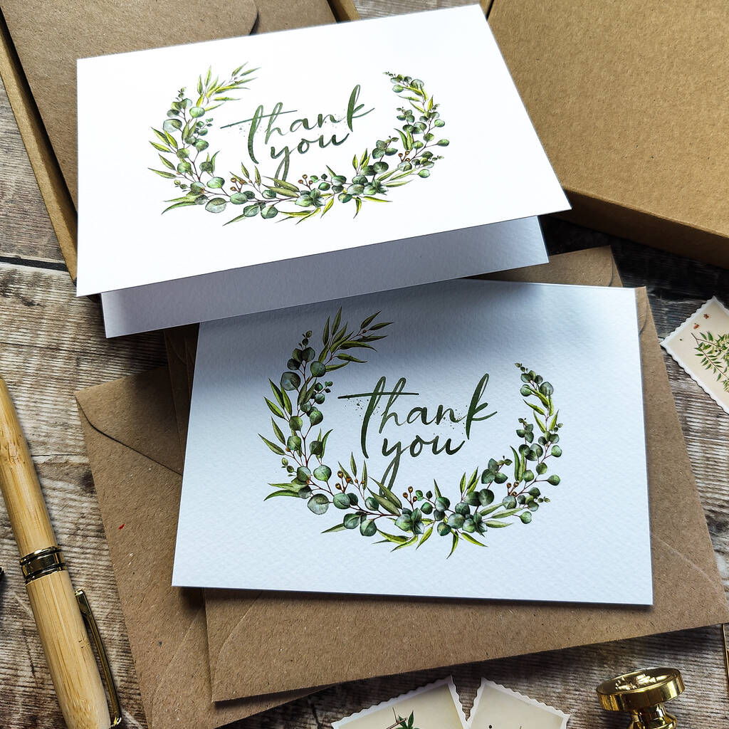 8x Eucalyptus Thank You Cards By Paper Willow | notonthehighstreet.com