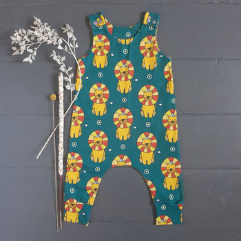 Circus Lion Print Baby And Child Dungarees, 5 of 6