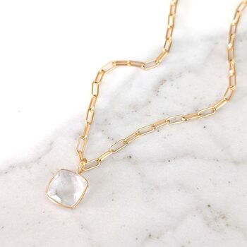 White Topaz Square Cushion Necklace, 7 of 10