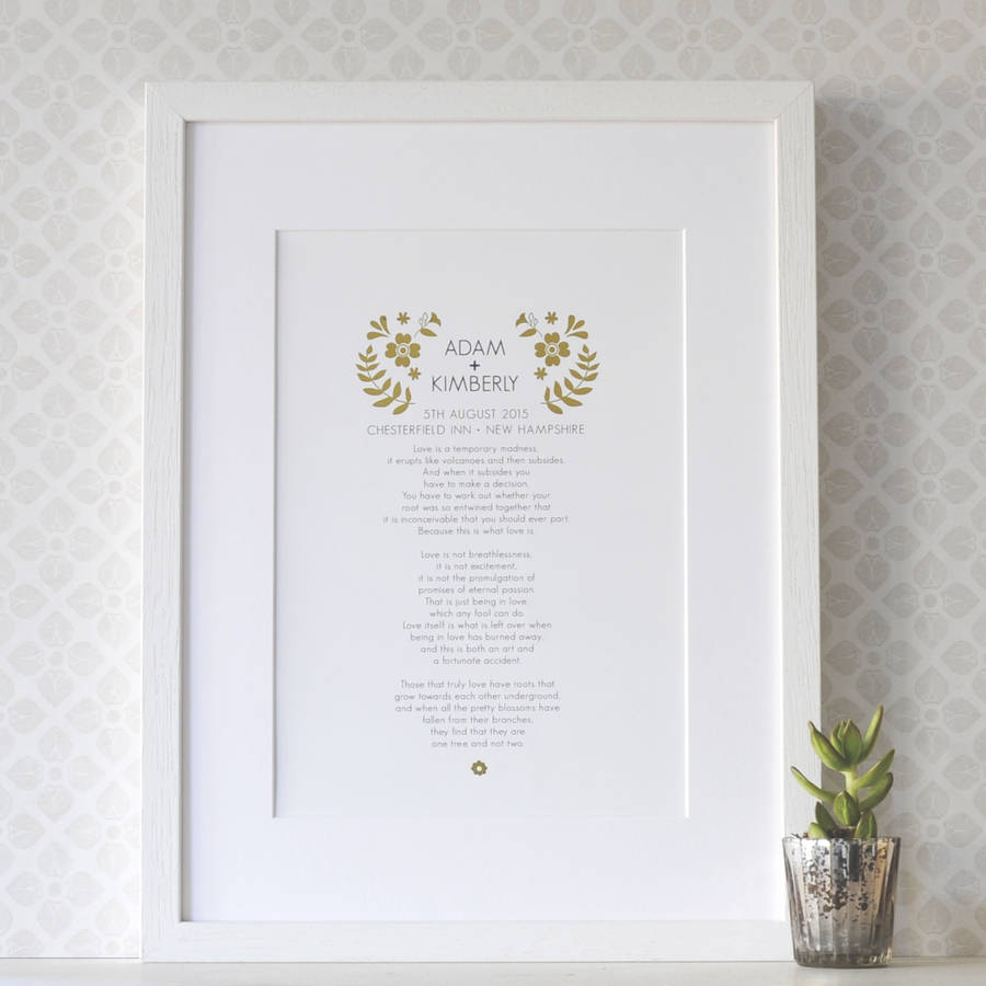 ... > ANT DESIGN GIFTS > PERSONALISED WEDDING ANNIVERSARY POEM ART PRINT