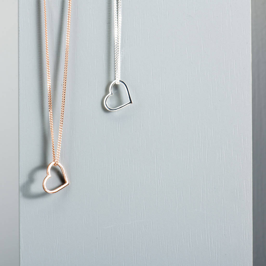 Sterling Silver Floating Heart Pendant Necklace | Jewellerybox.co.uk