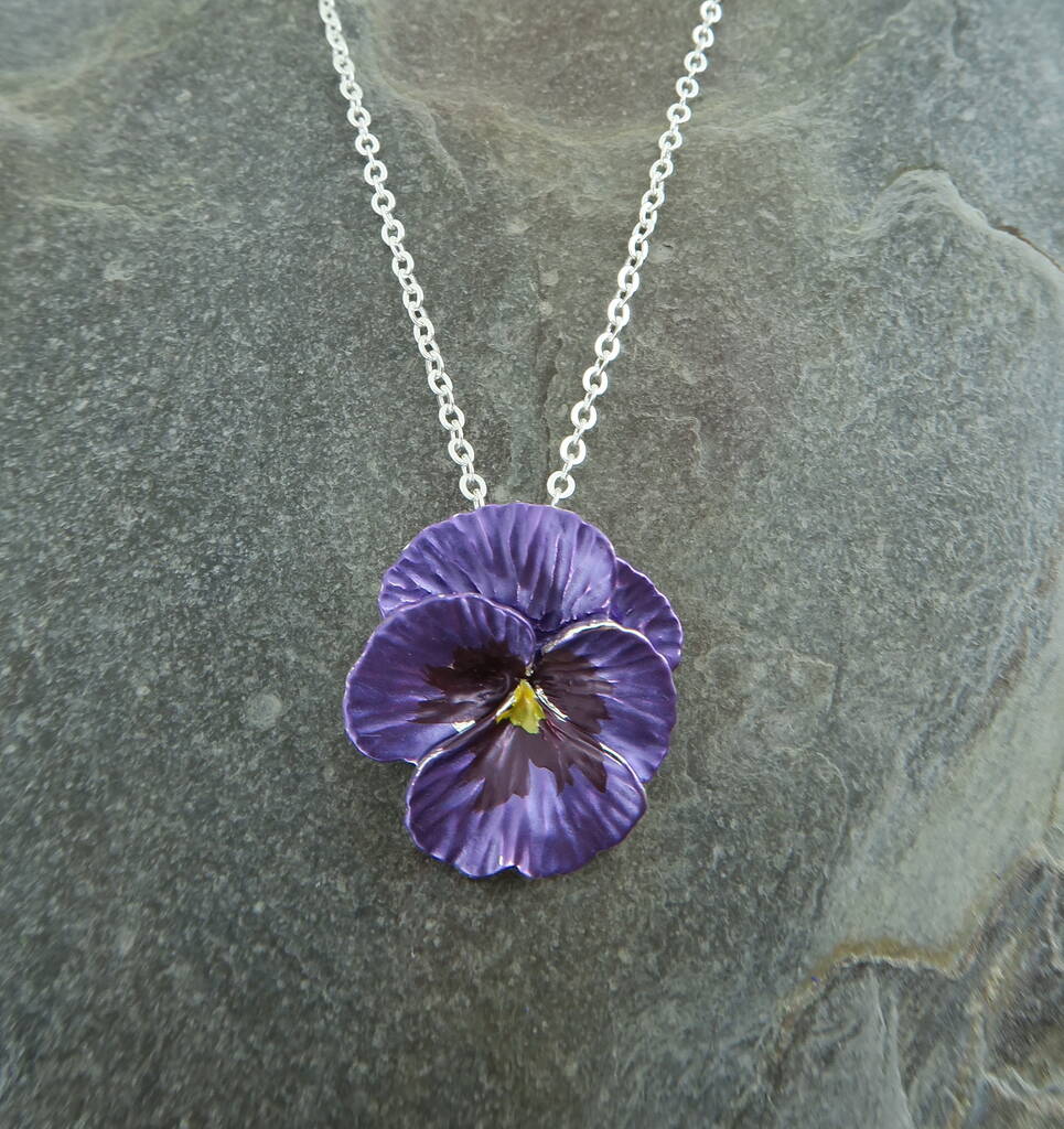 Pansy Purple Flower Pendant Necklace By At London Jewels