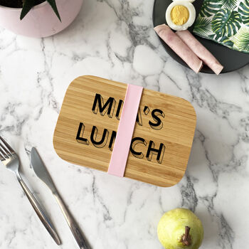 Personalised Bamboo Shadow Font Lunch Box, 5 of 8