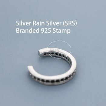 Black Cz Ear Cuff In Sterling Silver, 5 of 12