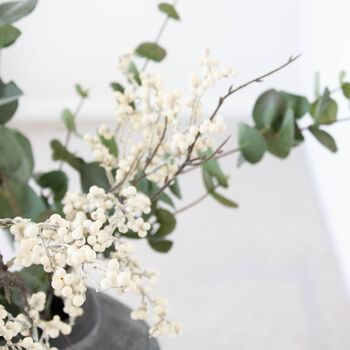 Faux White Berry And Green Eucalyptus Arrangement, 3 of 4