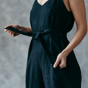 Handmade Pure Linen Black Jumpsuit, 9 of 12