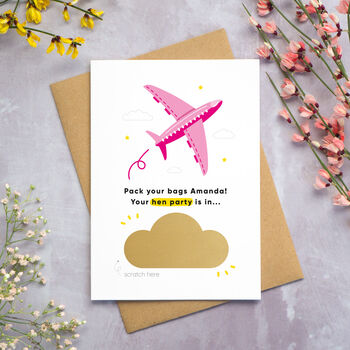 Personalised Aeroplane Hen Party Scratch Card, 3 of 9