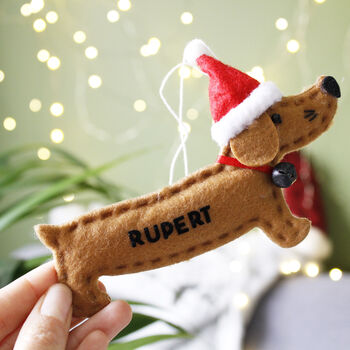 Personalised Dachshund Sausage Dog Christmas Decoration, 7 of 8