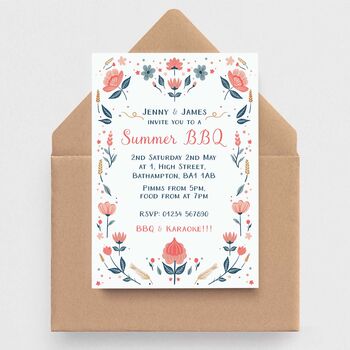 Folk Floral Invitations On Plantable Or Plain Card, 2 of 4