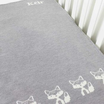Personalised Knitted Fox Baby Blanket, 5 of 7