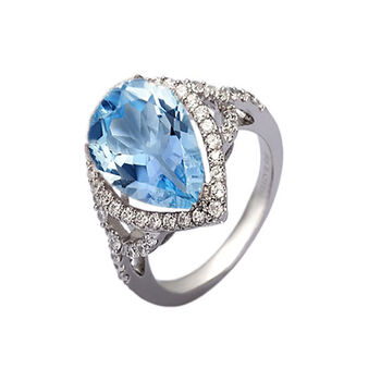 Pear Drop Blue Topaz 925 Sterling Silver Ring, 3 of 5