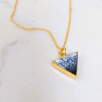 The Triangle Dendritic Agate Necklace, Gold Plated, 3 of 8