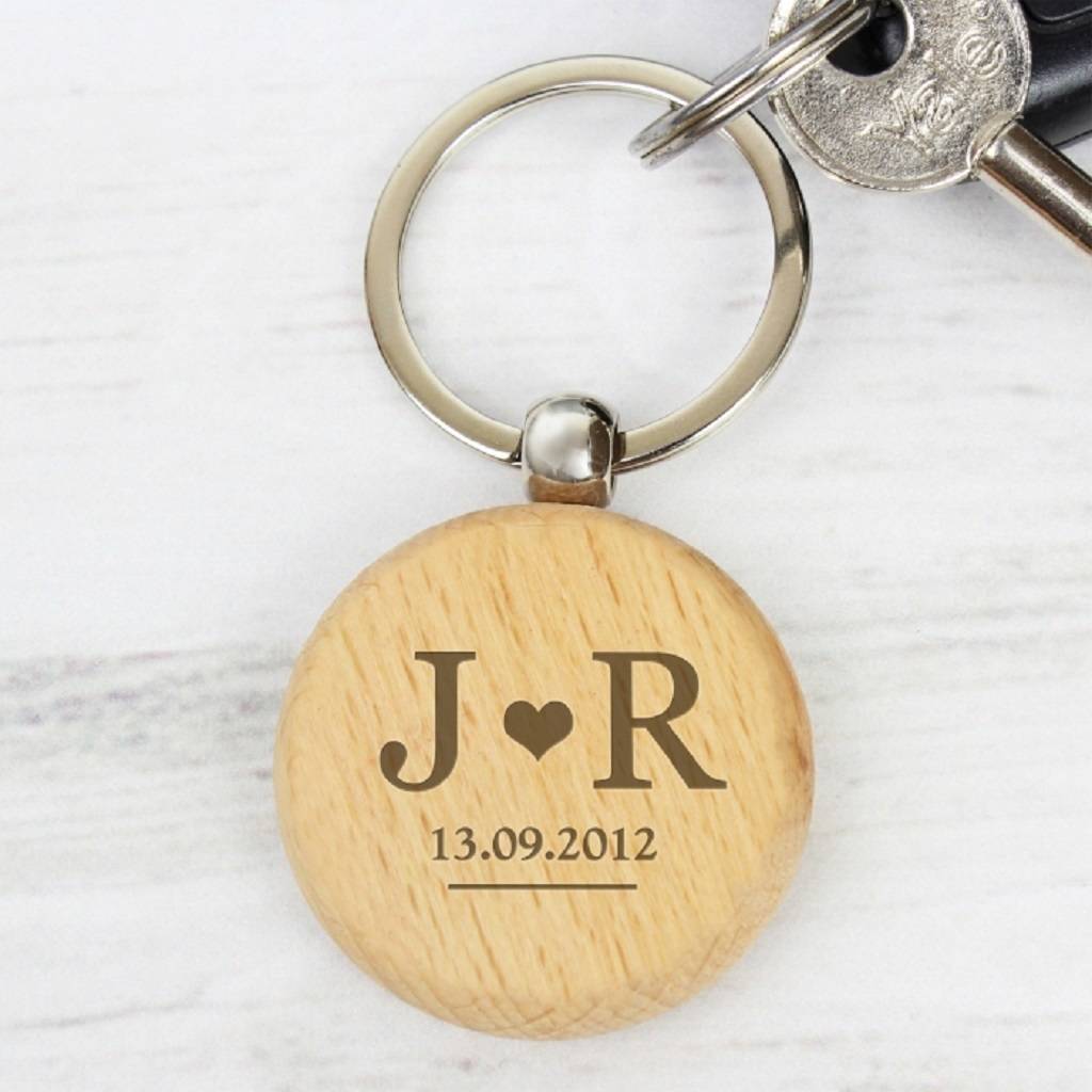 Image of Personalised 'Our Initials' Wooden Keyring