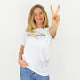Rainbow 'Peace And Love' Organic T Shirt, thumbnail 5 of 6