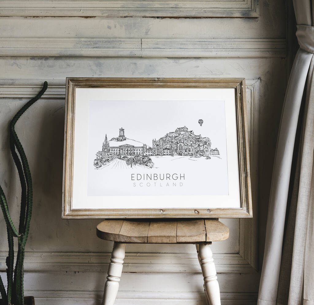 Edinburgh Skyline Art Print By Natalie Ryan Design