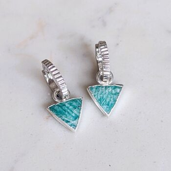 'Triangle' Amazonite Sterling Silver Earrings, 2 of 6
