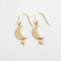 Gold Plated Moon And Star Dangle Earrings, thumbnail 3 of 5