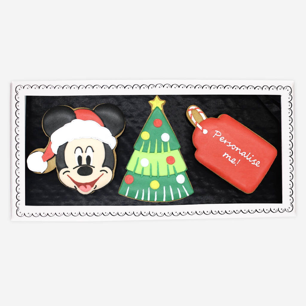 Disney Mickey Mouse Hand Iced Personalised Christmas Letterbox Biscuits, 1 of 3