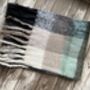 Colour Block Fringed Scarf In Grey Checked, thumbnail 2 of 4