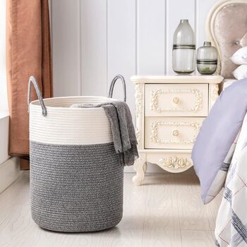 58 L Dark Grey Cotton Rope Woven Storage Basket, 3 of 7